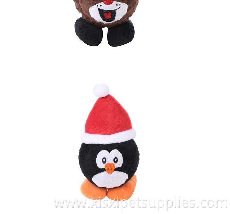 Xmas plush chew dog toy interactive TPR ball inside toy for pet shop